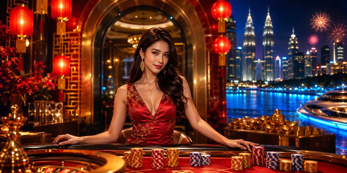 Suasana kasino hiburan Kuala Lumpur dengan meja roulette dan permainan langsung gaya tempatan